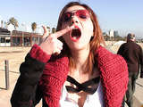 Redhead gets picked up and fucked for a big load in her mouth.