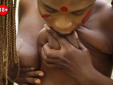 Saggy tits ebony showing horny pussy