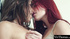 Nerdy redhead girl fingered & licked by perverted brunette girlfriend