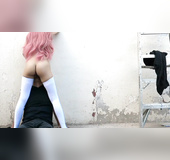 Petite sensual teen pussy licked outdoor