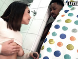 Sloppy small tits milf gives handjob in the bed