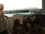 Three chick and two black dudes in the balcony cfnm video