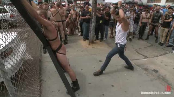 Crucified gay gets tortured and rimmed badly in public ...