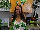 Hot babe gets really naughty during the St. Patrick's day