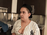 Chubby petite chick with no hair enjoys some hardcore doggy style fucking